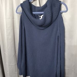 Cowl Neck Cold Shoulder Sweater